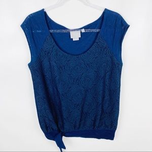 Anthropologie Vanessa Virginia Medium Blue Lace Top